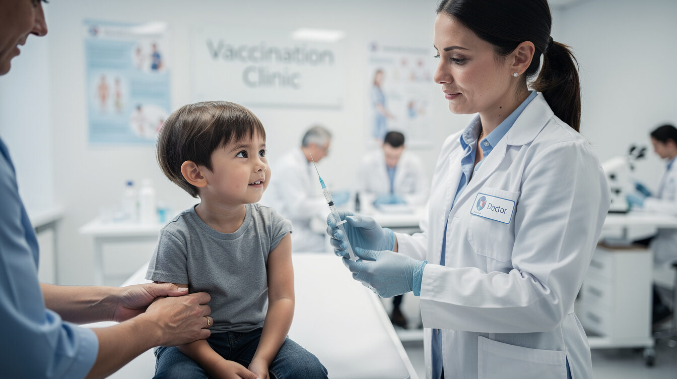 child getting vaccine