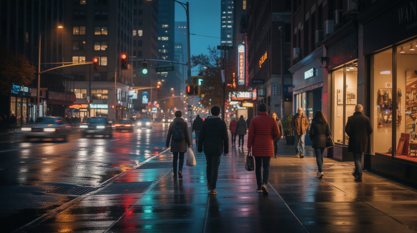 city street at night