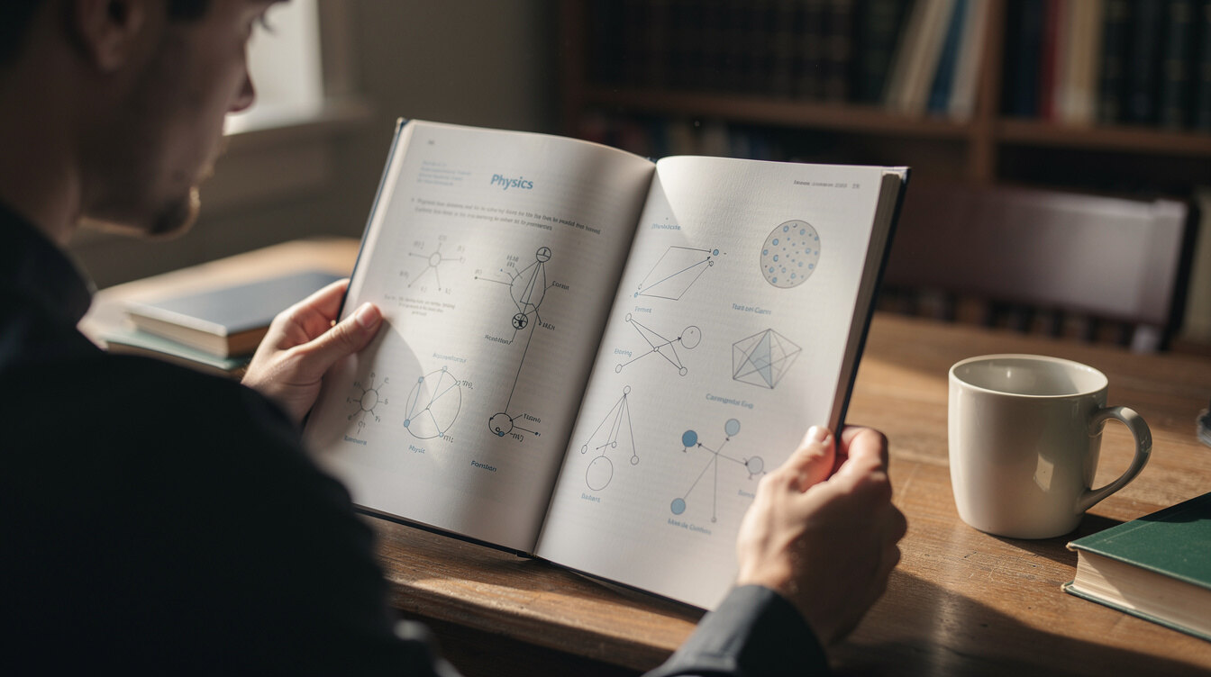person reading science book